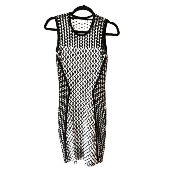 Torn By Ronny Kobo Black & White Sleeveless Patterned Knit Dress SZ XS - Picture 1 of 7
